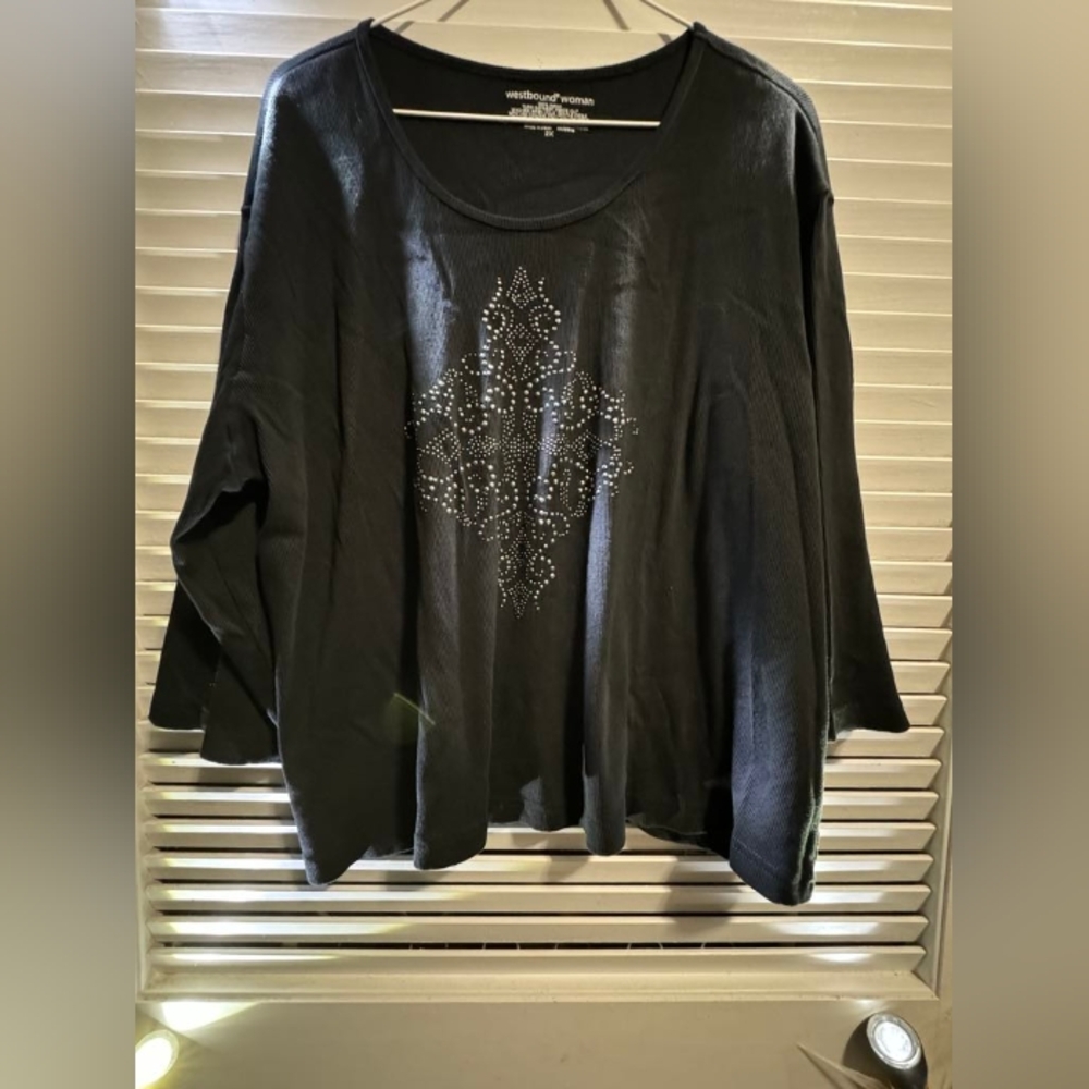 Westbound Woman Plus size 2X Embellished Long sleeve tshirt